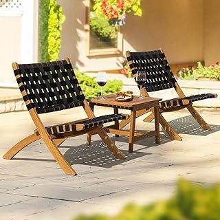 IDZO Foldable Reclining Design Heavy Duty 400lbs Capacity Patio Bistro Set 3 Piece Outdoor