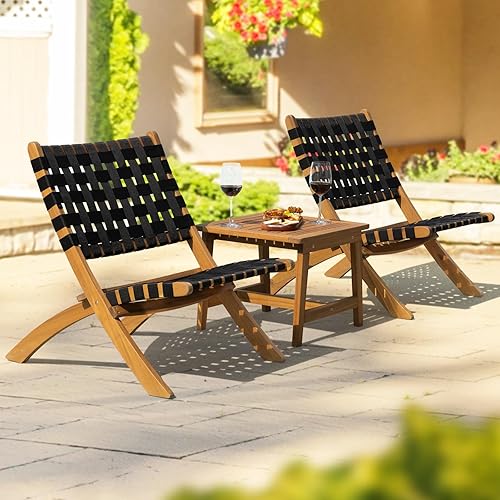 Foldable Reclining Design Heavy Duty 400lbs Capacity Patio Bistro Set