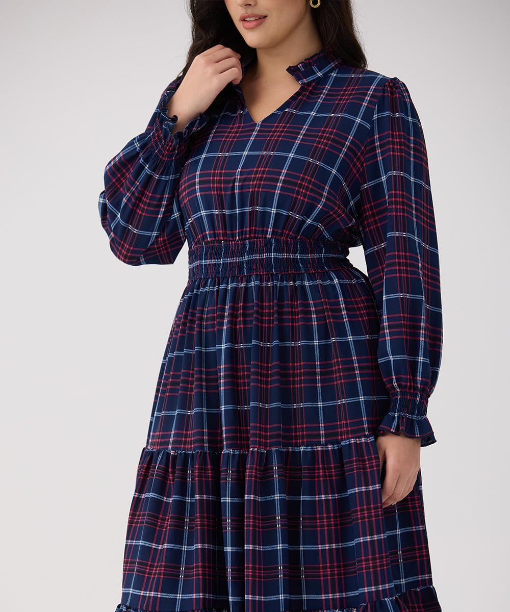 RITERA Plus Size Dresses Women Casual Fall Maxi Boho A Line Long Sleeve Ruffle V Ruffle V Neck Dress with Pocket XL-5XL - Image 4