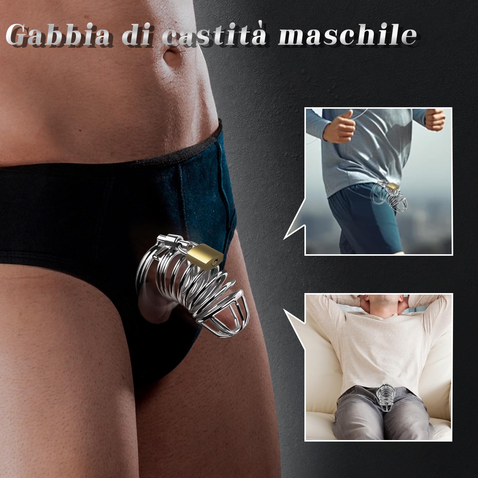 Gabbie per Pene Anello Pene Gabbia per Galli Leggere Dispositivi di Castità Maschile con 3 Anelli per il Pene Rimovibili per Prevenire L'erezione Bondage con Cintura di Castità Sex Toys Uomo