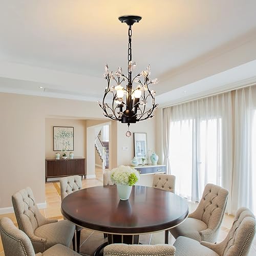 Miniatura 2 de Ganeed Candelabros vintage K9 de cristal transparente, iluminación de techo, iluminación colgante empotrada con 3 luces para sala de estar, comedor,