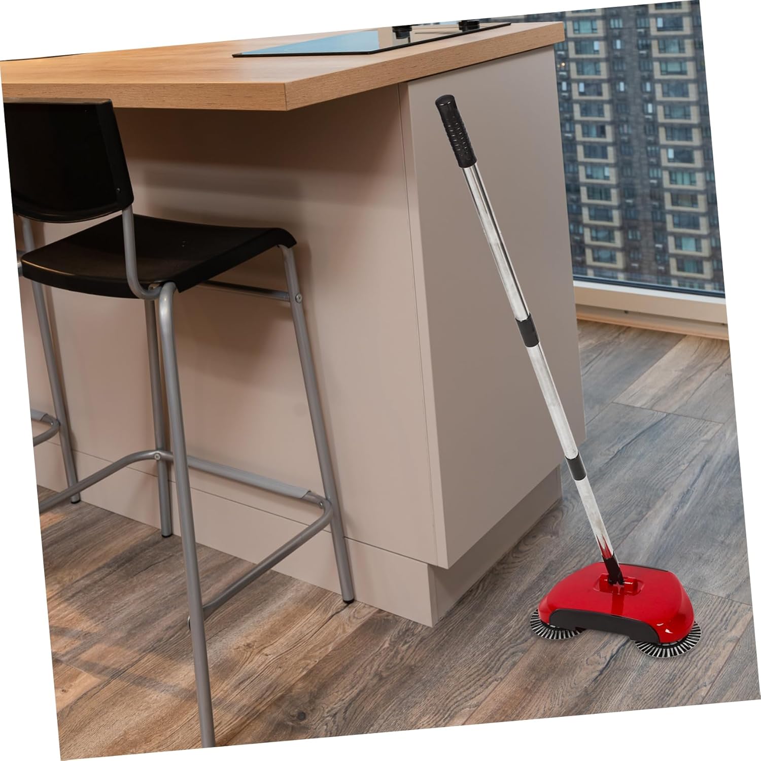 Homoyoyo Push Sweeper Broom Dustpan Set Multi-Functional Floor Cleaner 360° Rotation Comfortable Grip No Batteries Needed Random Color