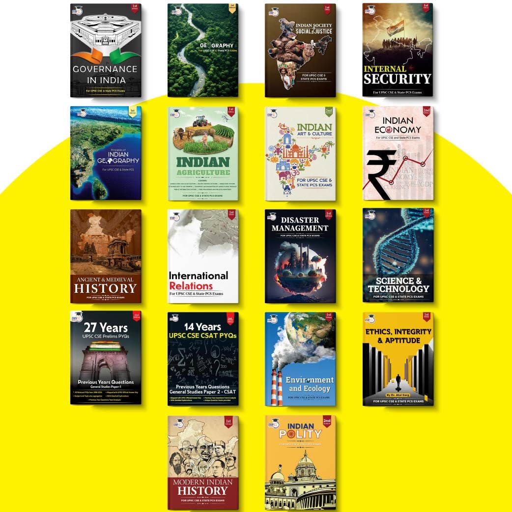StudyIQ UPSC Books Combo| History, Geography, Polity, Economy, PYQ, Art, Science and Other UPSC Books | Civil Services Exam Prep Study Material (Set o...