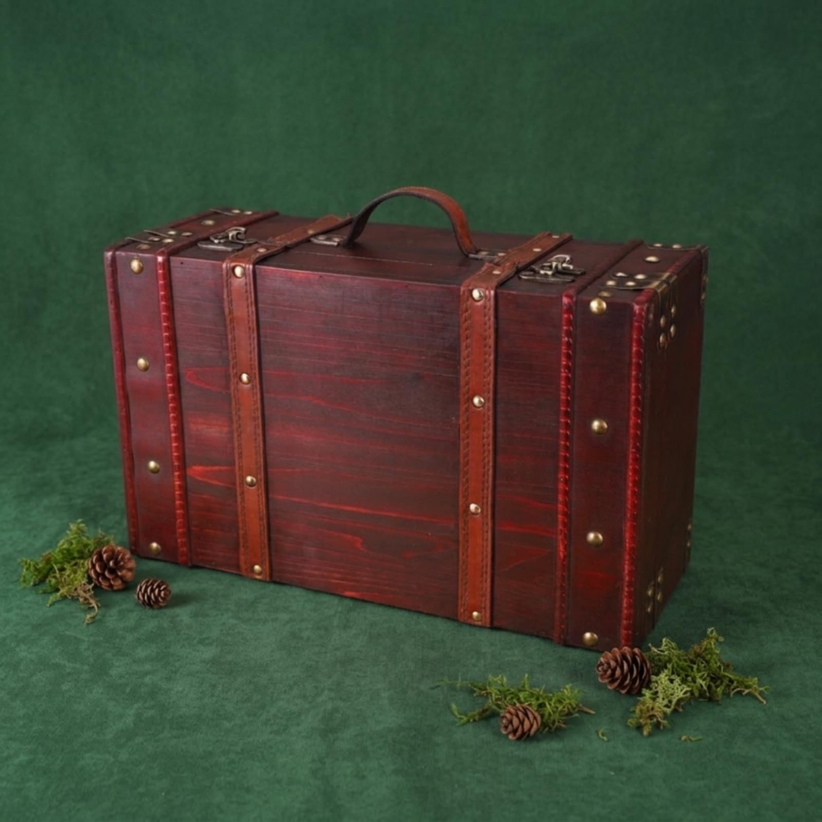 Portaoggetti Vintage Baule in Legno Elegante Baule con Manico per Operatori di Fotografia