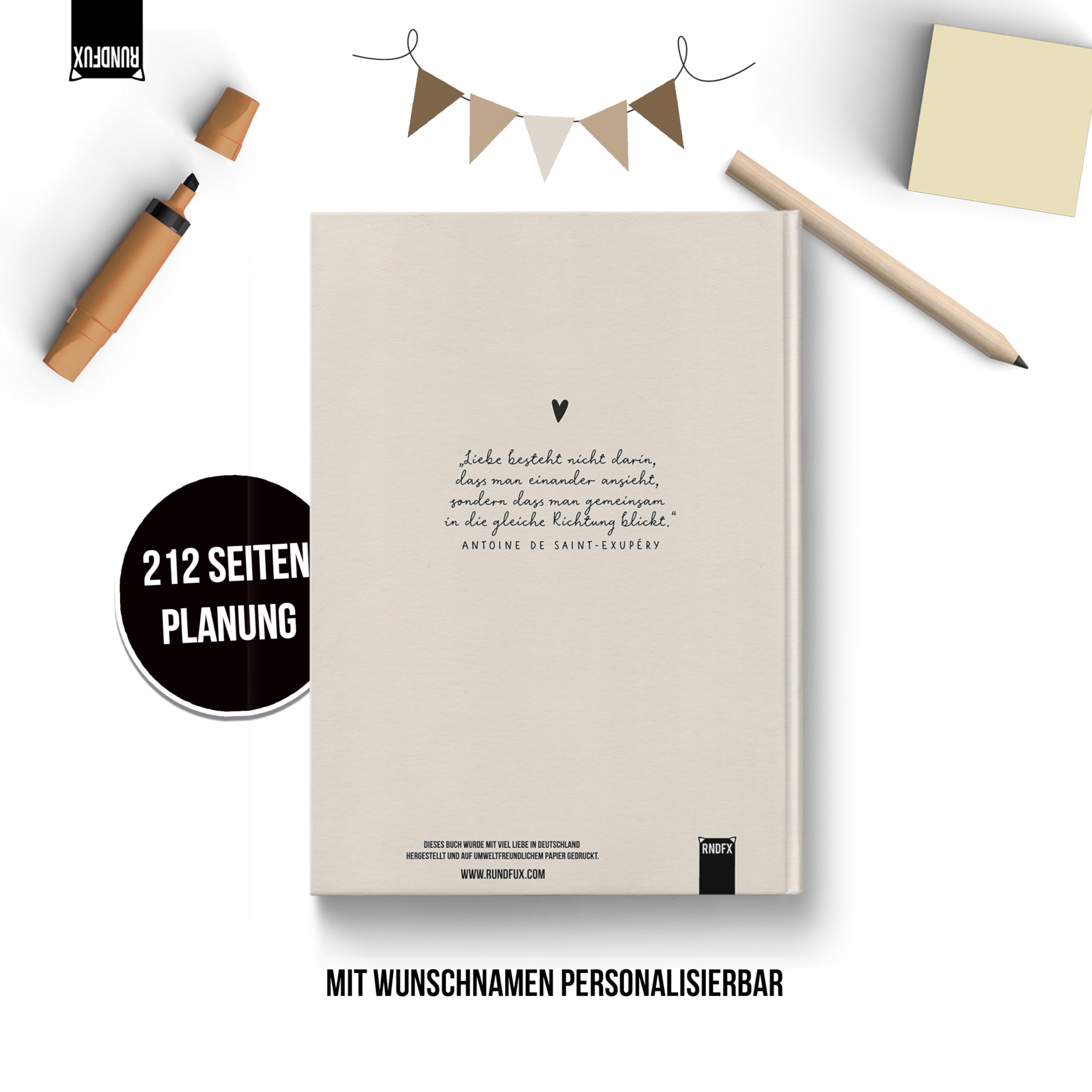 XXL Wedding Planner (JA-Design Gold) - Hochzeitsplaner extra Groß DIN A4 - Boho mit oder ohne Personalisierung 02