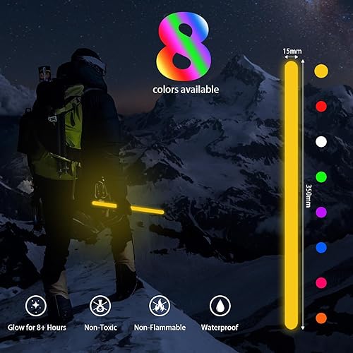 Miniatura 9 de YOFOBU 12 barras de luz de 14 pulgadas de grado industrial a granel de emergencia jumbo que brillan en la oscuridad, palillos brillantes grandes