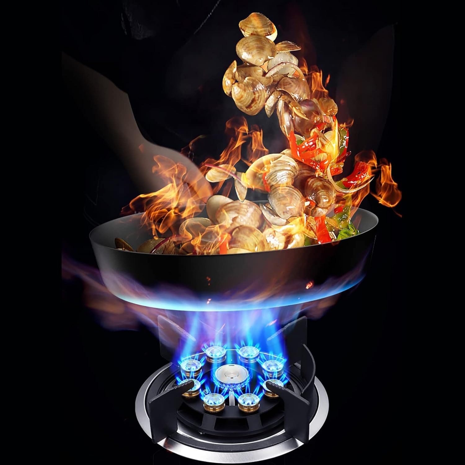 Gas Hob Cooker Single Burner Built-in Stove, Compact Design with Flame Failure Device and Cast Iron Pan Supports, Energy Class A(F,LPG)