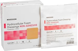 McKesson Hydrocellular Foam Dressings, Non-Adhesive with Film Backing, Absorbent Wound Care Supplies - 4 in x 4 in, 10 Count, 1 Pack