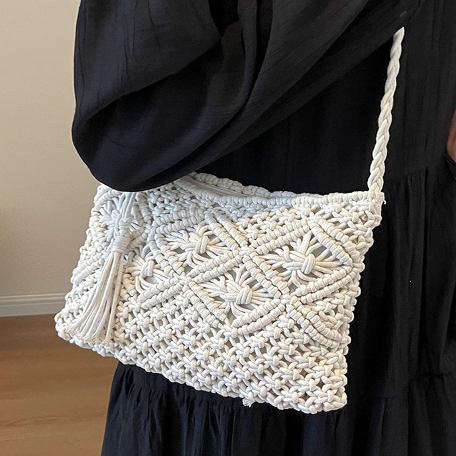 Borsa Intrecciata Donna, Borsa Paglia Donna Elegante, Borse in Paglia, Crochet Bag, Borsa Paglia Donna, borsetta donna estiva, Piccola Borsa in Paglia per Vacanze