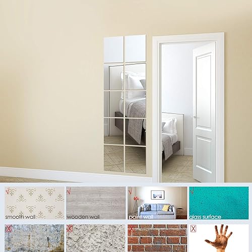 Miniatura 3 de BBTO - Paquete de 10 láminas de espejos autoadheribles, espejos de pared