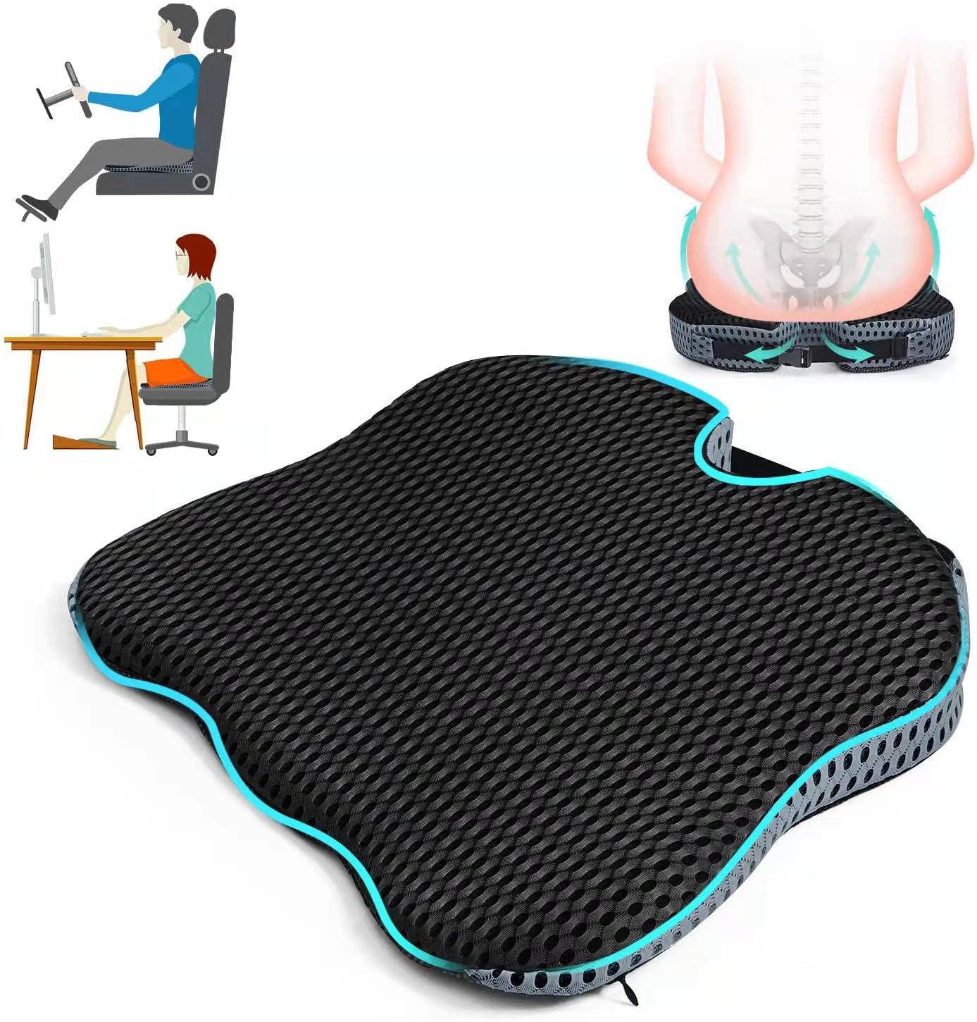 Dreamer Car Seat Cushion for Car Seat Driver to Improve Driving View - Memory Foam Wedge Shape Car Seat Cushions for Driving to Promote Healthy Driving Posture (Black) : Automotive