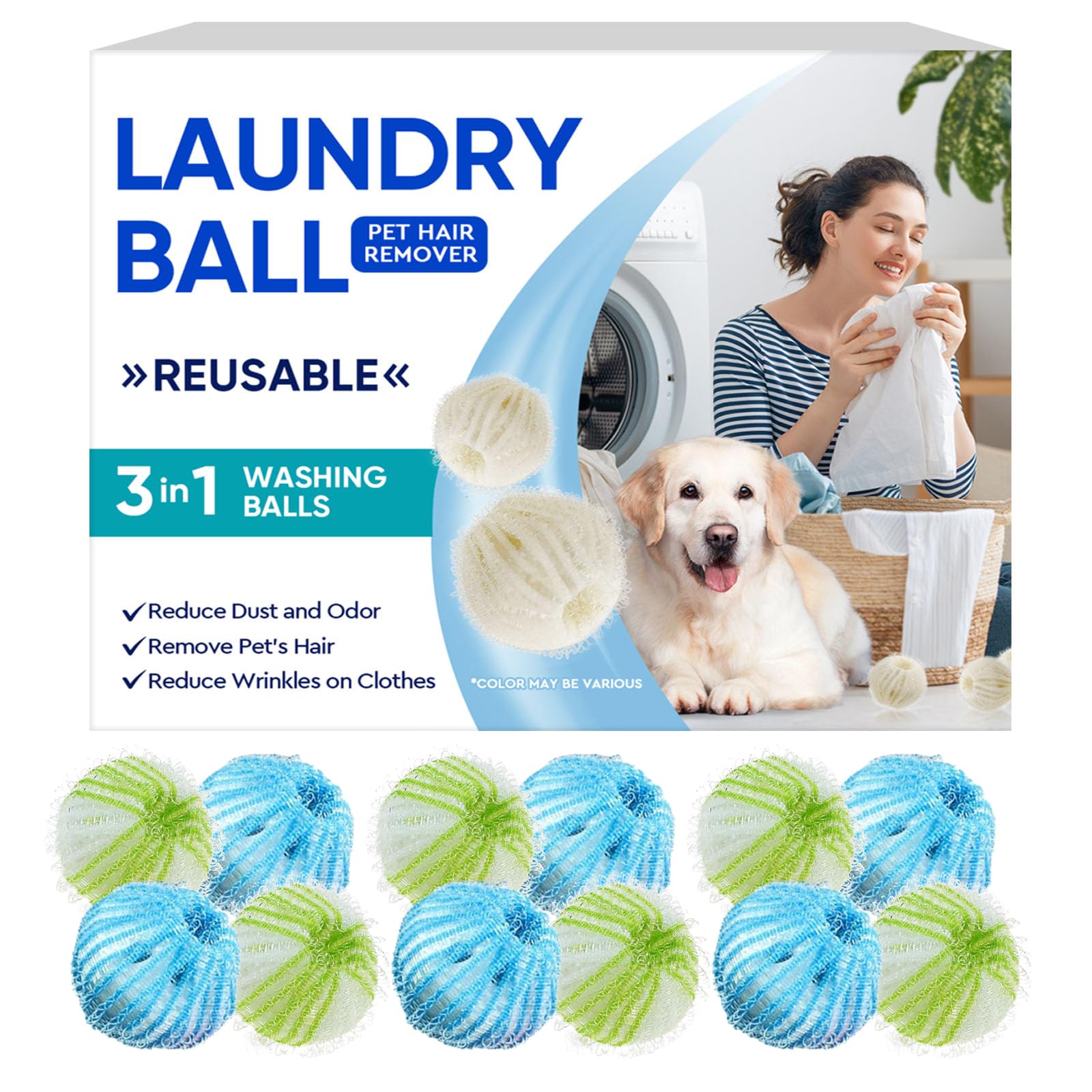Photo 1 of 12Pcs Pet Hair Remover for Laundry,Reusable Washing Machine Hair Catcher