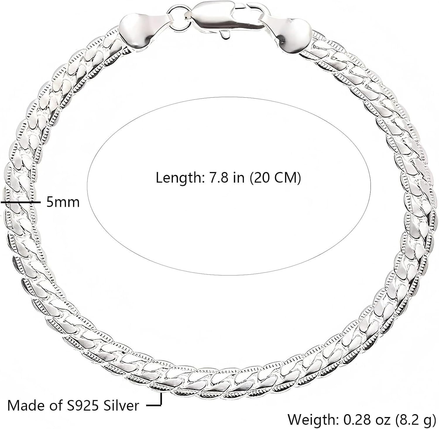 Italian Handmade Sterling Silver Mens Bracelets | Solid S925 Chain Bracelets | Men's Silver Bracelet Gift for Dad, Boyfriend, Son, My Man - Image 7