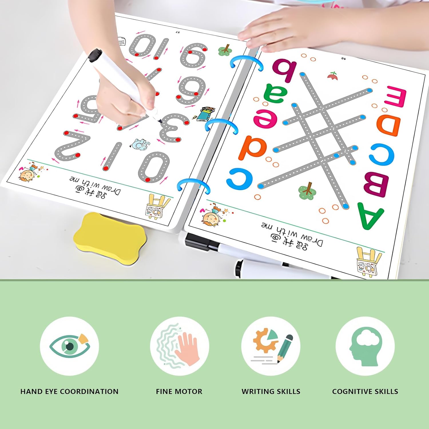 Scribble Smart Workbook, Handwriting Practice Workbook, Pen Control and Tracing Book Wipe Clean, Little Curious Mind Scribble Smart Reusable Workbooks for Kids(Complete Set)