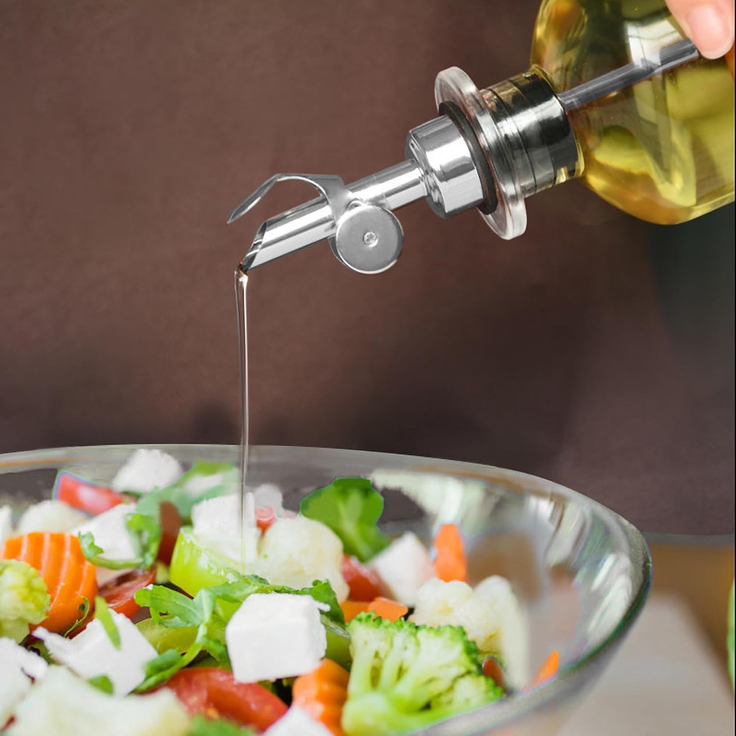Olive Oil Dispenser Spout Stainless Steel Auto Flip Pourer 6Pk Silver image 4