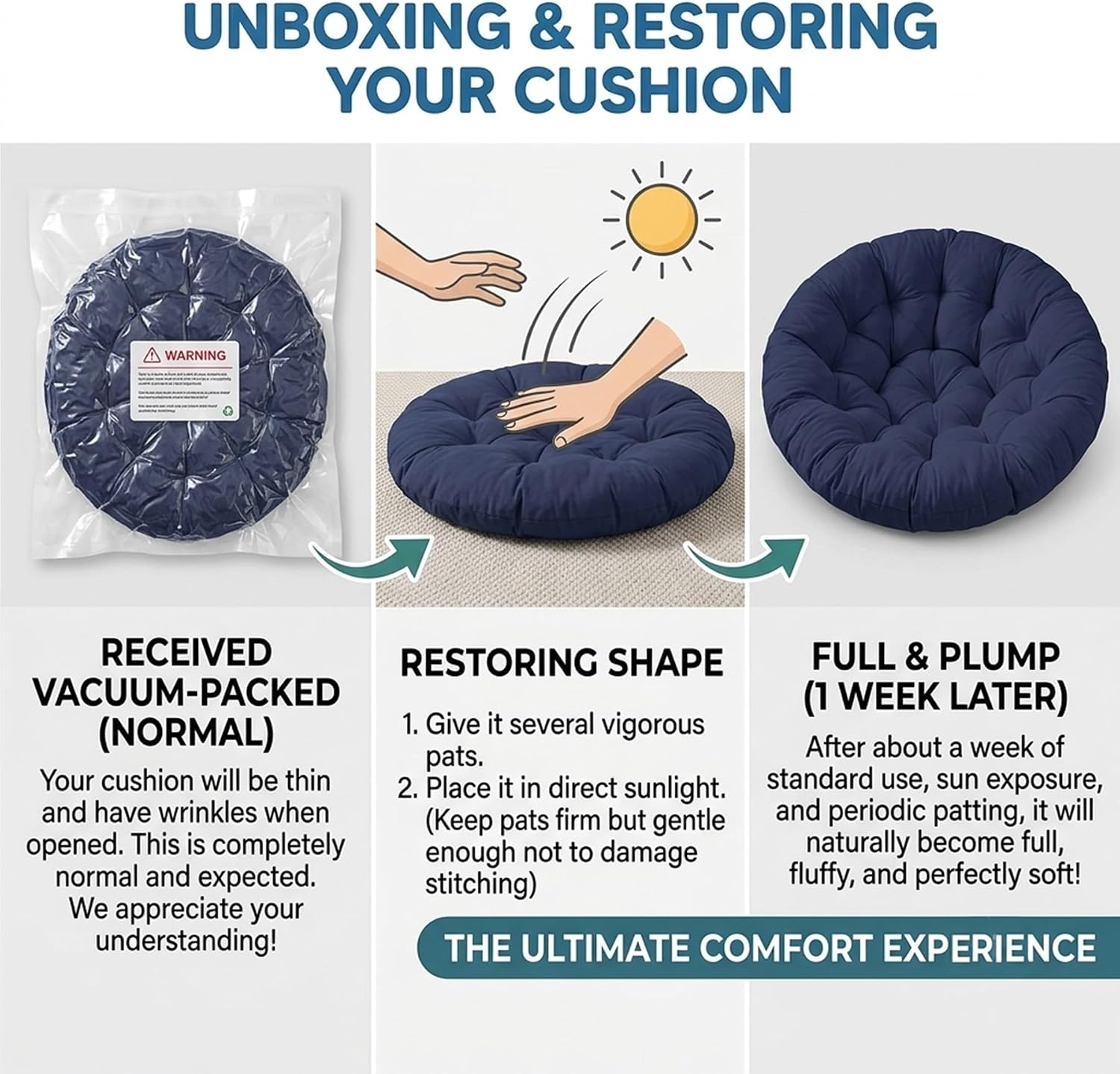 Egg Chair Cushion Thick Tufted Replacement Pad for Hanging Swing Baskets