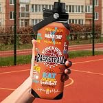 SANDJEST Basketball Bouteille d'eau 32oz, Bouteille de sport isolante en acier inoxydable avec couvercle, Cadeaux de basketball pour les hommes