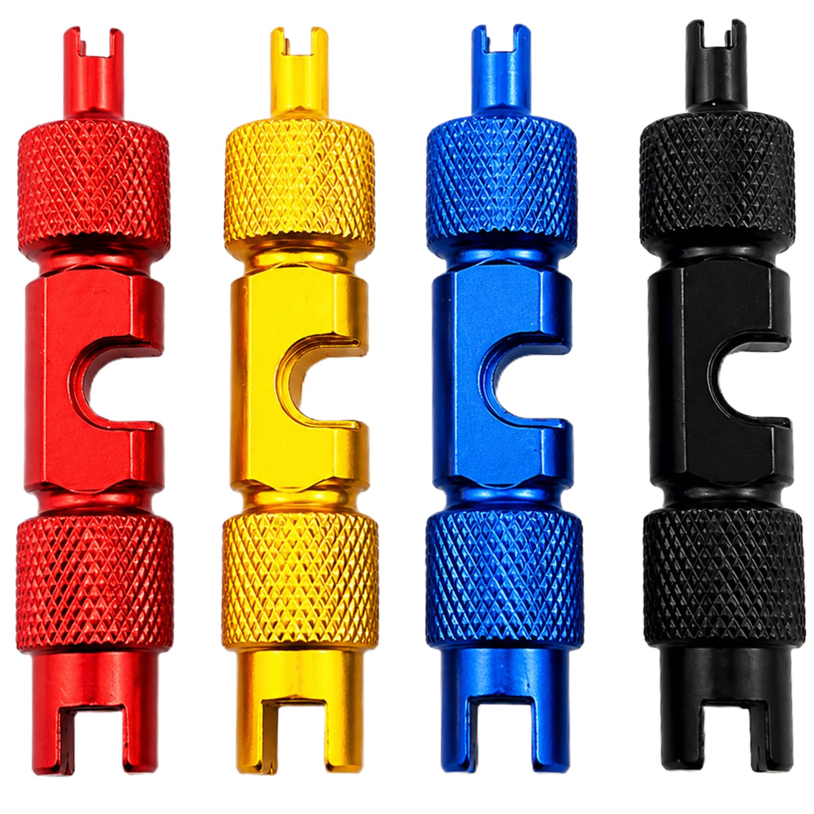 Mlifleue 4PCS Valve Core Removal Tool, Valve Core Removal Tool and Valves Removals Tools for Bicycle Maintenance, Multifunctional Alloy Valves Cores Removals Kit Compatibility with Presta, Schrader