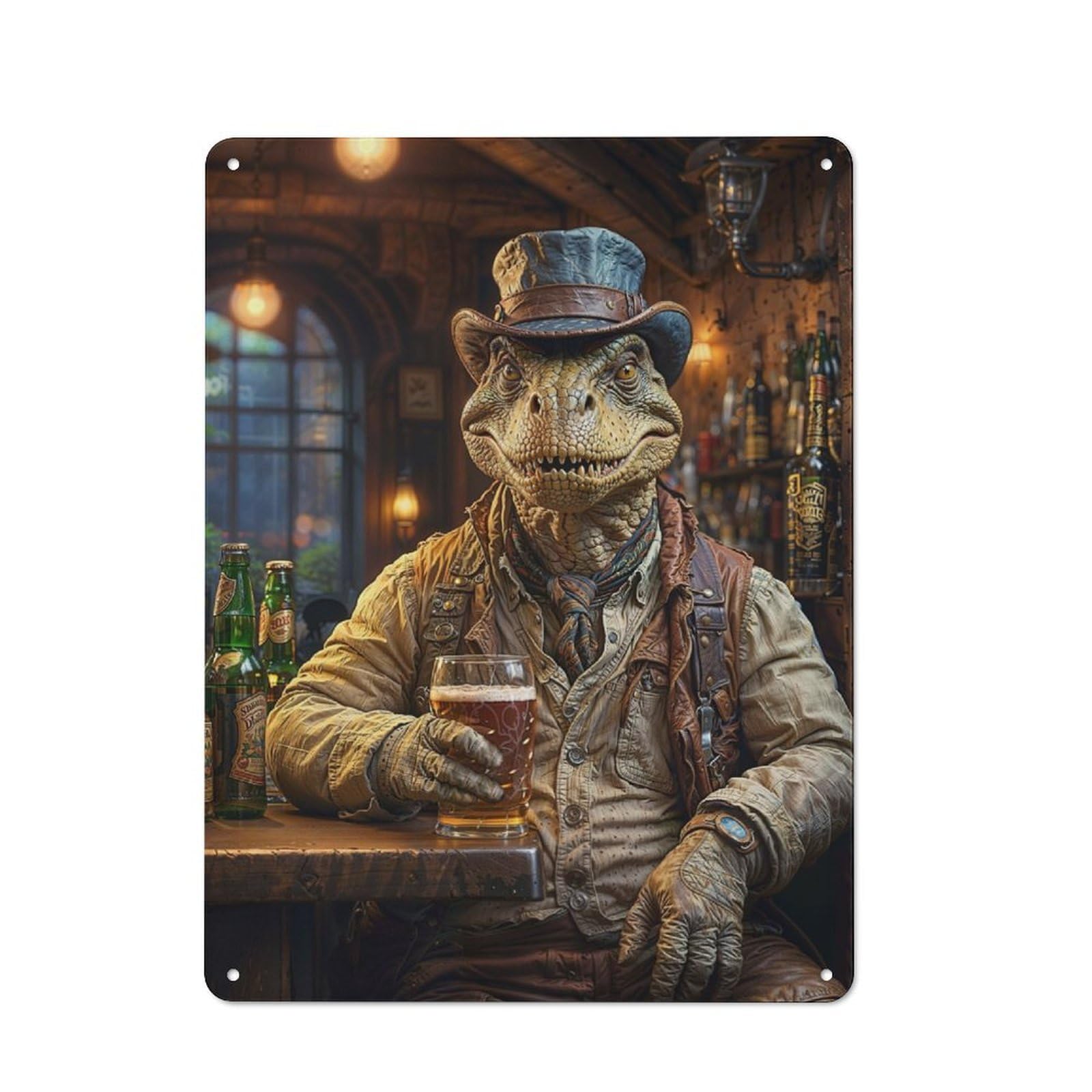 Junmoney Steampunk Craft Beer Dino Retro Tin Sign 40X30cm Featuring For Bar Or Restaurant, For Metal Sign Collectors, For Garage And Workshop Walls