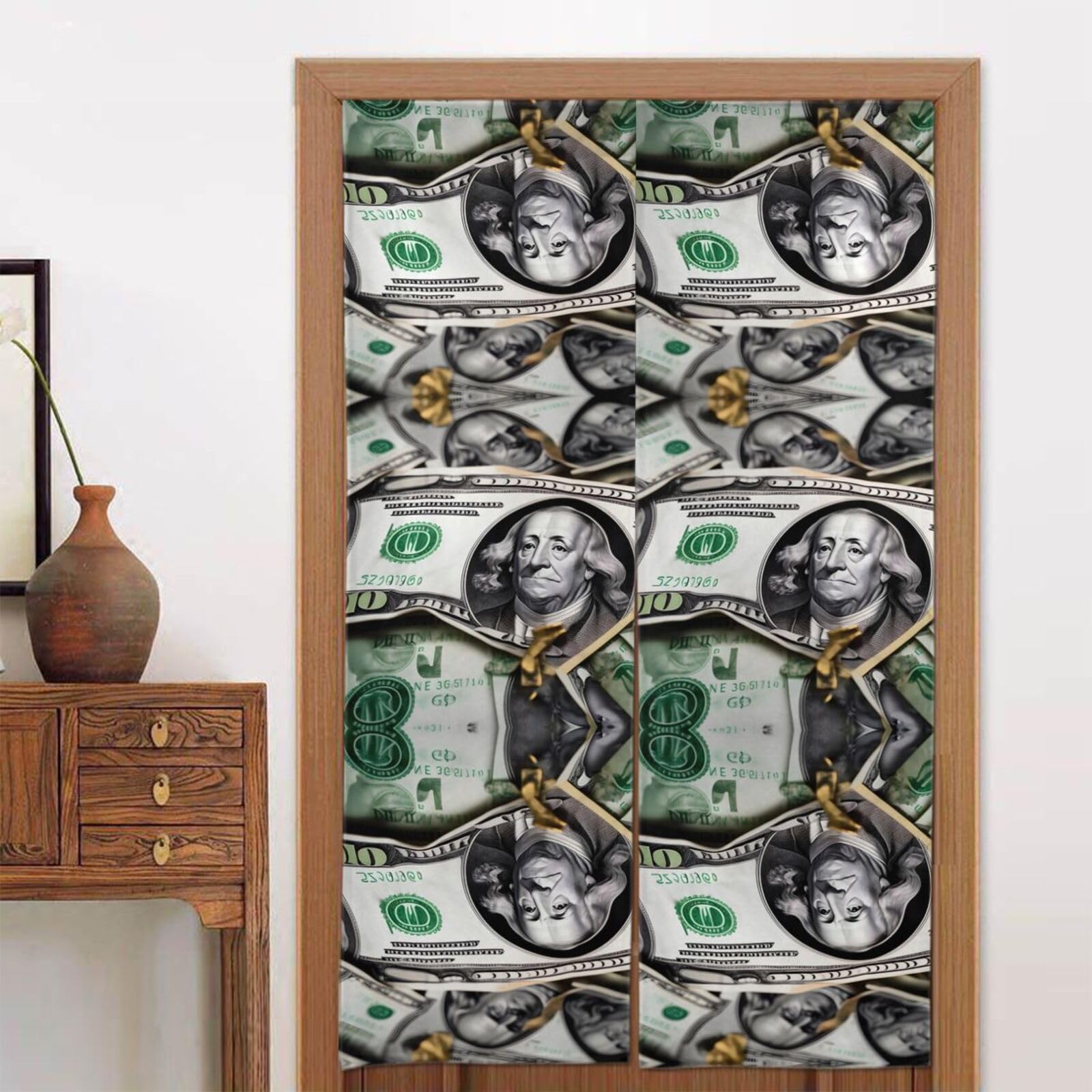 CNTDBU Banknote Patterns Door Curtain 34x56 Inch-Room Divider Panel for Privacy, Entryway Screen for Kitchen Bedroom