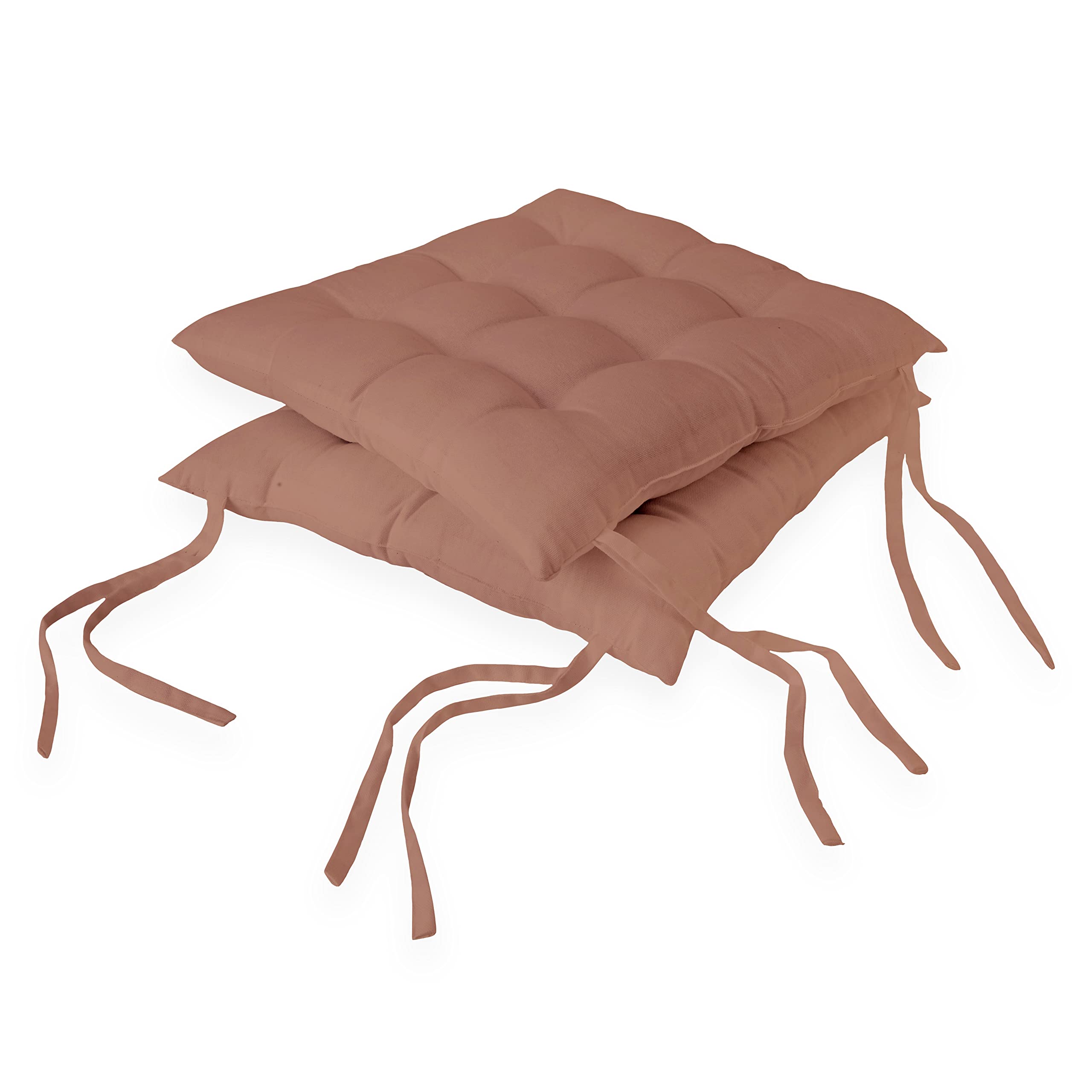 Encasa XO Chair Cushions for Sitting 40x40 cm - Tan | Dining Chair Cushions [Set of 2] | Seat Cushion with Thick Microfiber Filling for Home, Office, Garden Chairs