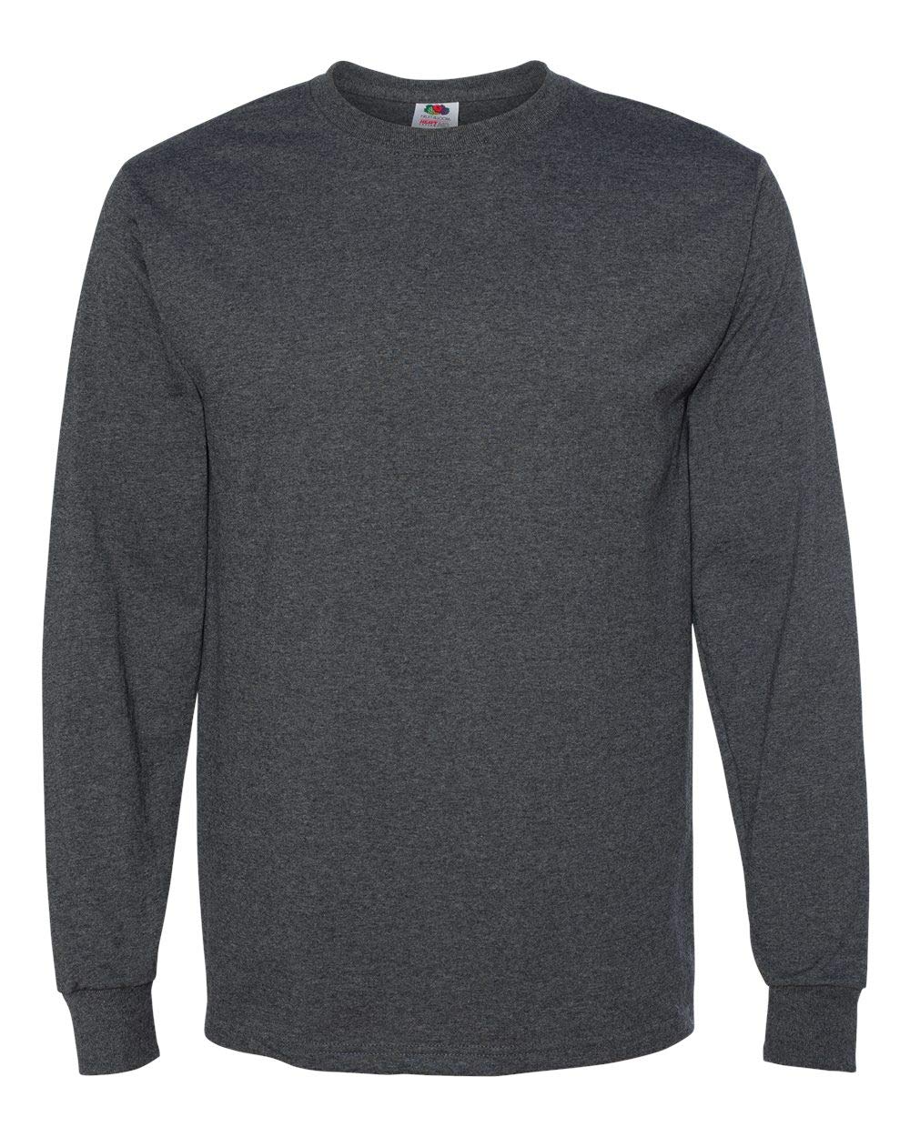 Fruit Of The Loom Adult HD Cotton Long Sleeve Crew T-Shirt, M, Black Heather