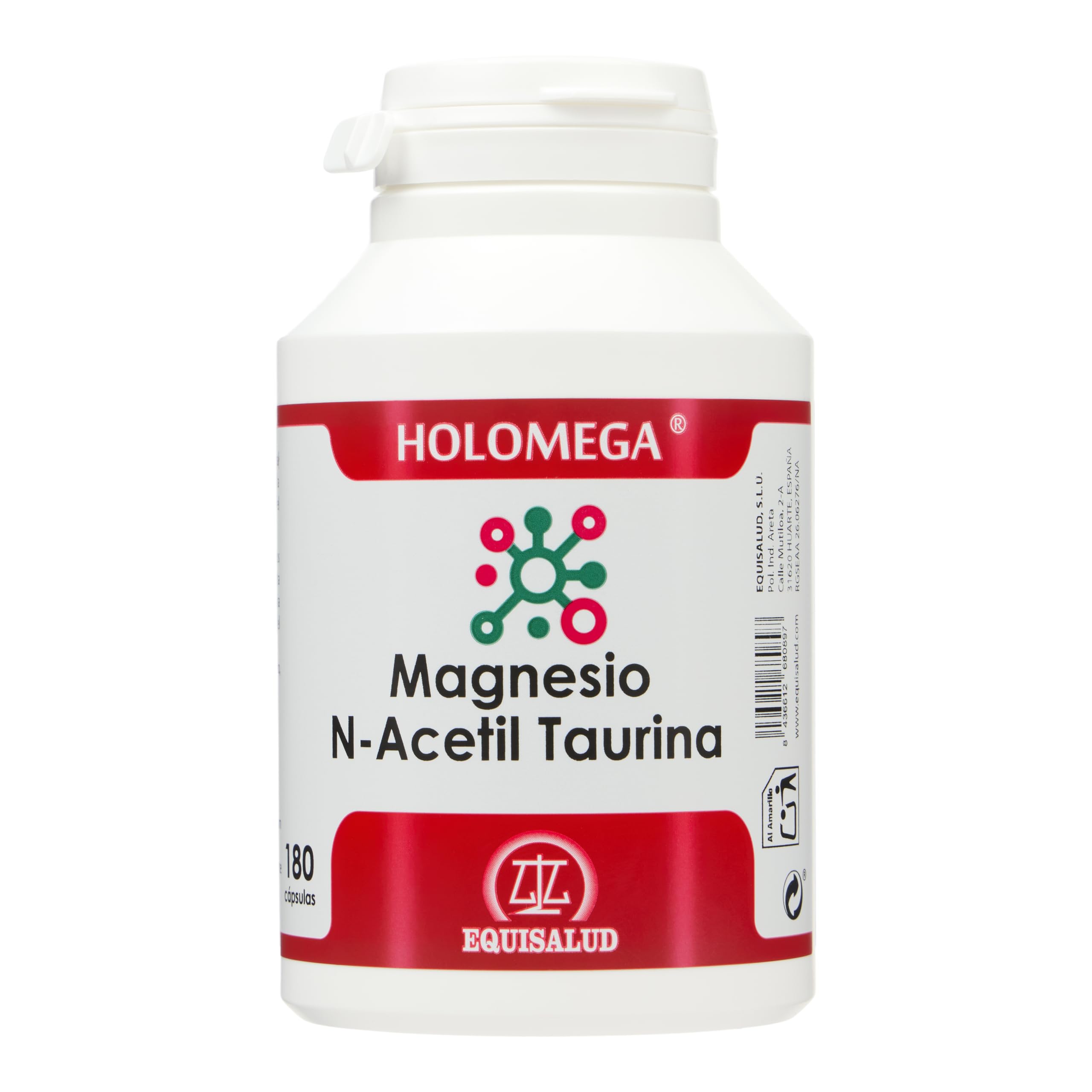 Holomega Magnesio N-Acetil Taurina – 180 Cápsulas (3 Meses) | Alta Biodisponibilidad ATA Mg® | Sistema Nervioso, Estrés y Fatiga | Magnesio de Alta Absorción | Equisalud