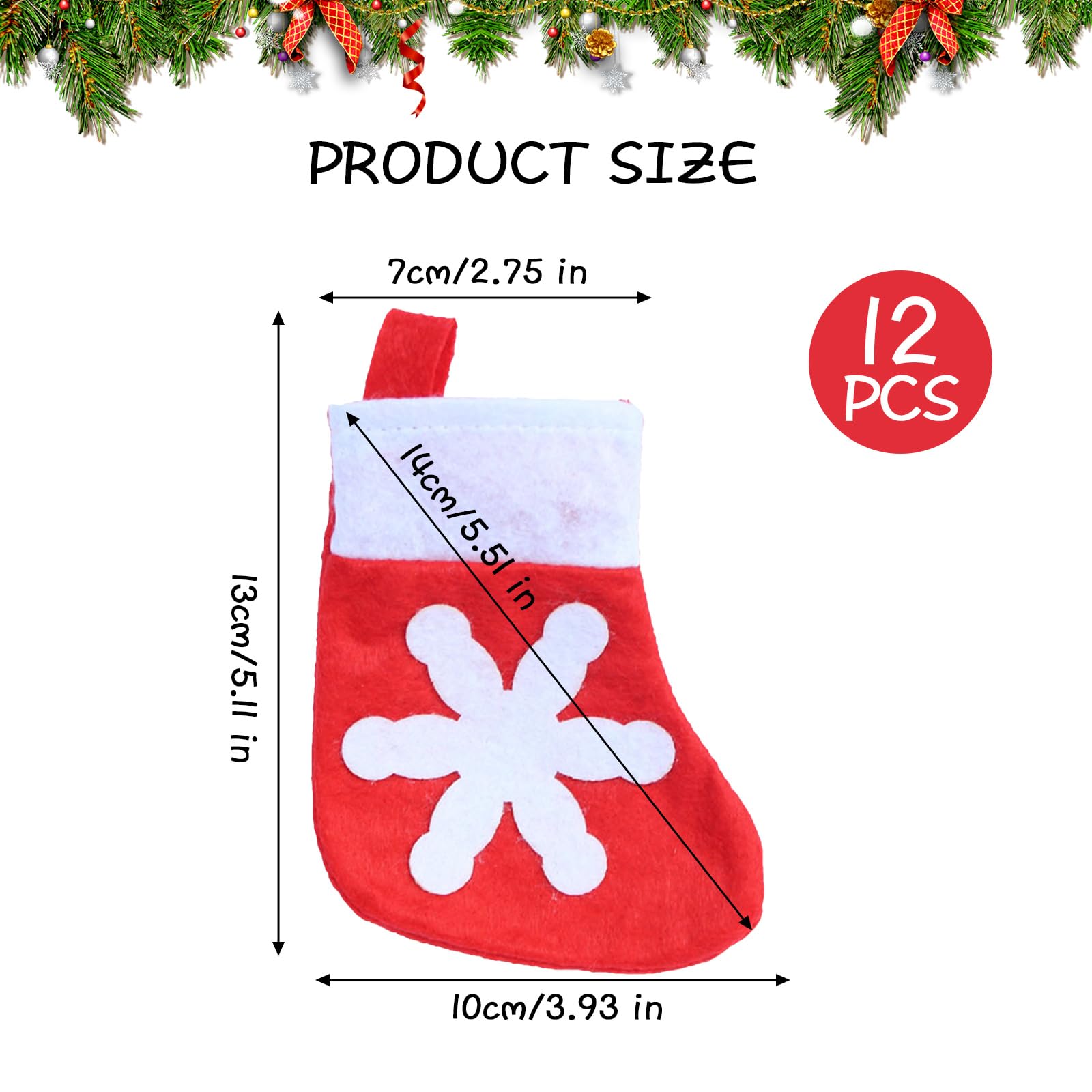 GORGECRAFT 20 Calze Di Natale Rosse In Tessuto Non Tessuto Per Posate - Mini Calzini Porta Stoviglie Con Cordoncino, 15.5x9.5 Cm, Per Caramelle E Decorazione Tavola Natalizia - 2