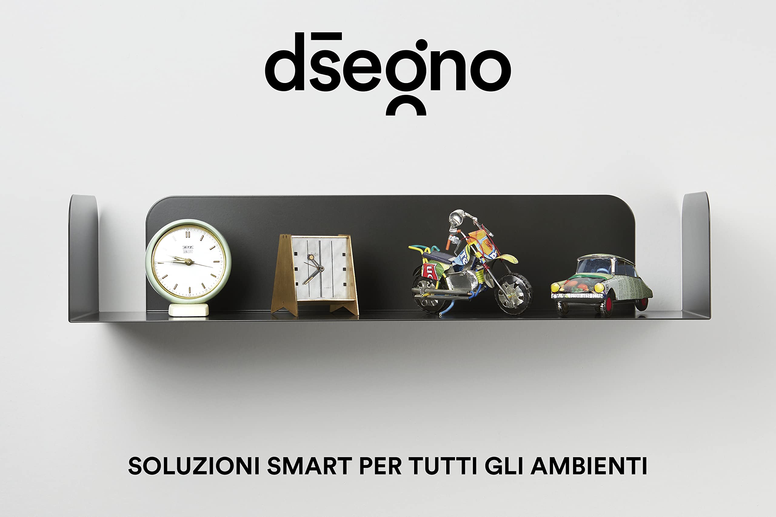D-Segno Mensole da muro moderne Smarty. Mensola da muro design Office. Giocose, giovani e funzionali. Semplice e veloce da montare | P20 L60 X H12 cm |100% Made in Italy (Nero, 2 Pezzi)