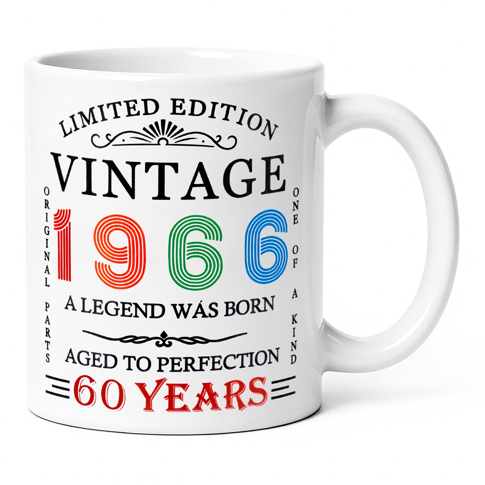 Yuecda 1966 Birthday Gifts for Women, Vintage 1966 Cups Coffee Mug 11oz, Gift Ideas for 60 Year Old Woman, Turning 60 Gifts for Man, Dad, Husband, Wife, Grandma, Mom, Friends