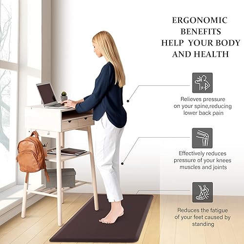 Miniatura 4 de HappyTrends 2 tapetes de cocina acolchados antifatiga, resistentes y ergonómicos, de espuma de pie, impermeables, antideslizantes, para el hogar,