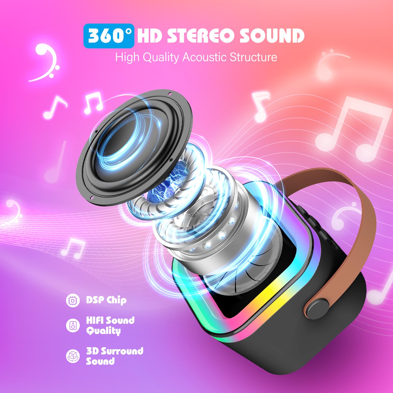 Dislocati Karaoke con 2 Microfono Karaoke Bluetooth, Regalo Natale Regalo Bambino 3-12 Anni Maschio Cassa Karaoke Portatili, Wireless con Effetti Luce per Cantare, Feste e Giochi