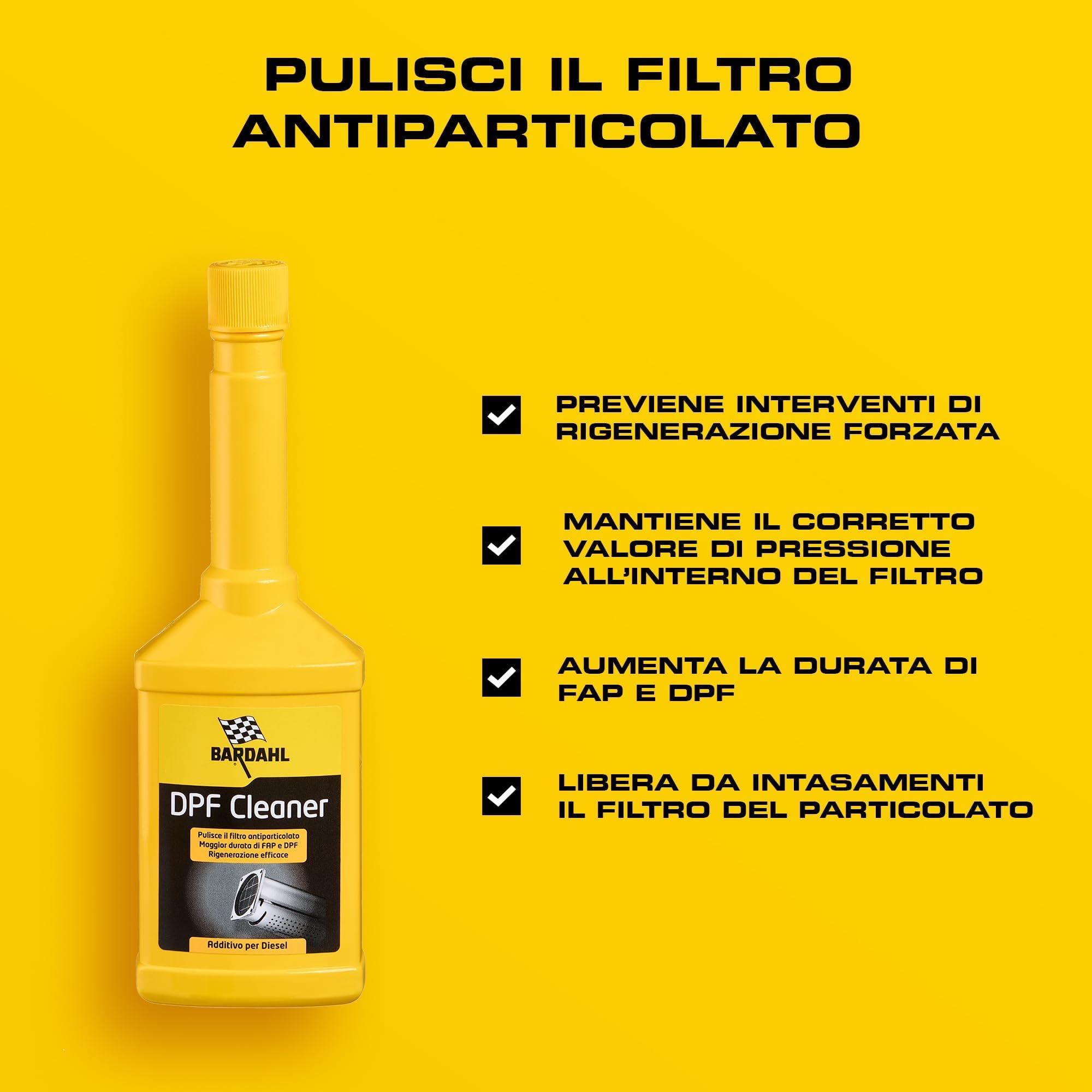 Bardahl - Dpf Cleaner, Additivo per Gasolio, Pulisce e Libera da Intasamenti Il Filtro Antiparticolato, Aumenta la Durata di FAP e Dpf, per Motori Diesel, 250 ml