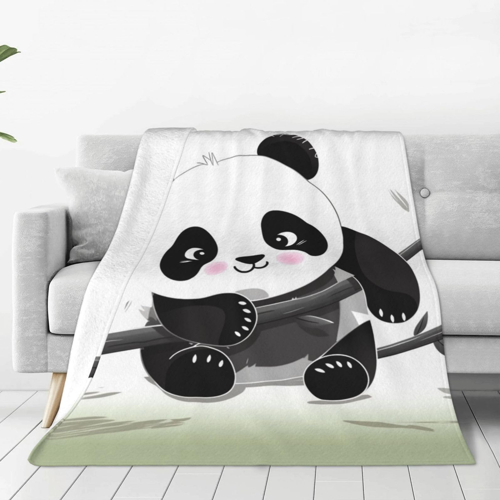 KLOPH Cute Pandas Throw Blanket 60"x50" Flannel Fluffy Warm Blanket for Couch, Reversible Plush Blankets for Bed, Comfy Fuzzy Blanket for Sofa, Plush Lightweight-Blankets for All Season