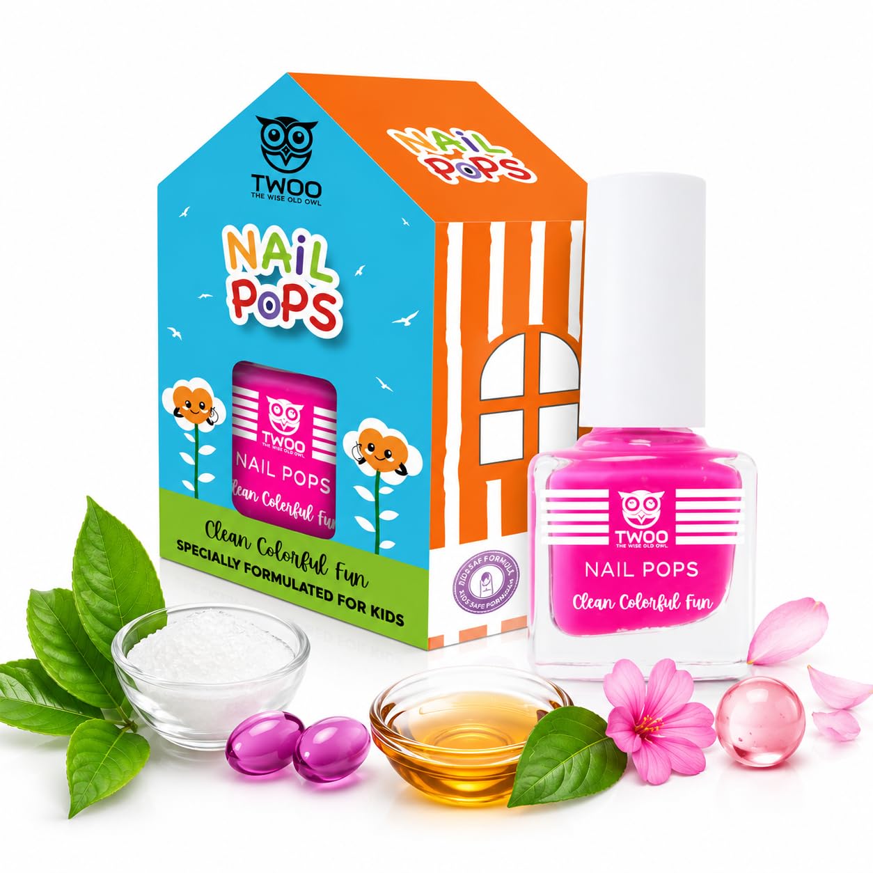 TWOO Nail Pops for Girls and Kids | Non-Toxic | Chemical-Free Nail Paint | Water-Based Easy Peel-Off | Child-Safe Formula Nail Polish for Children | Glam Girl Pink (5ml)-image-27
