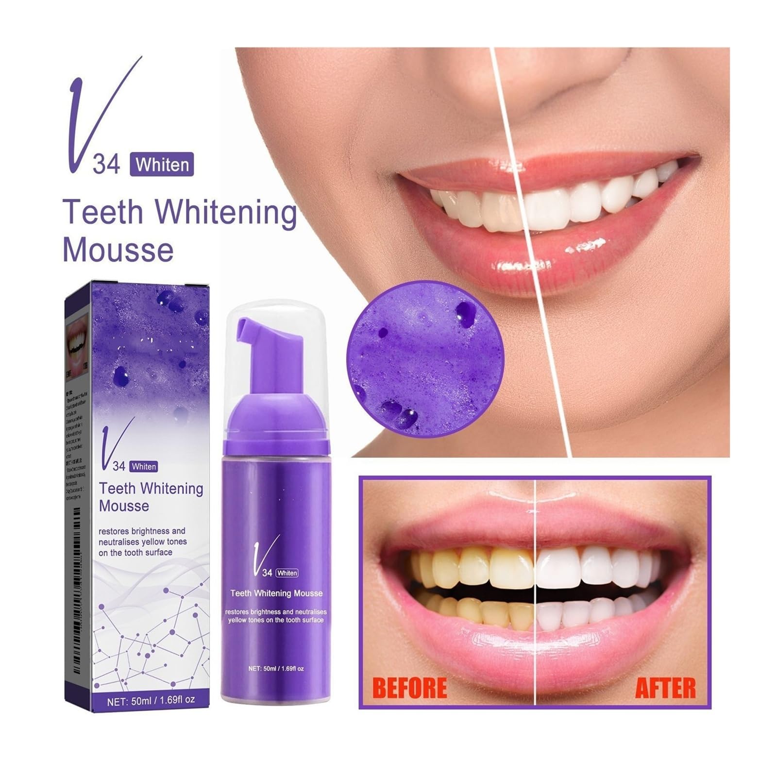 Pasta de dientes blanqueadora | Formulado específicamente for combatir las manchas amarillas en los dientes.(2pcs)