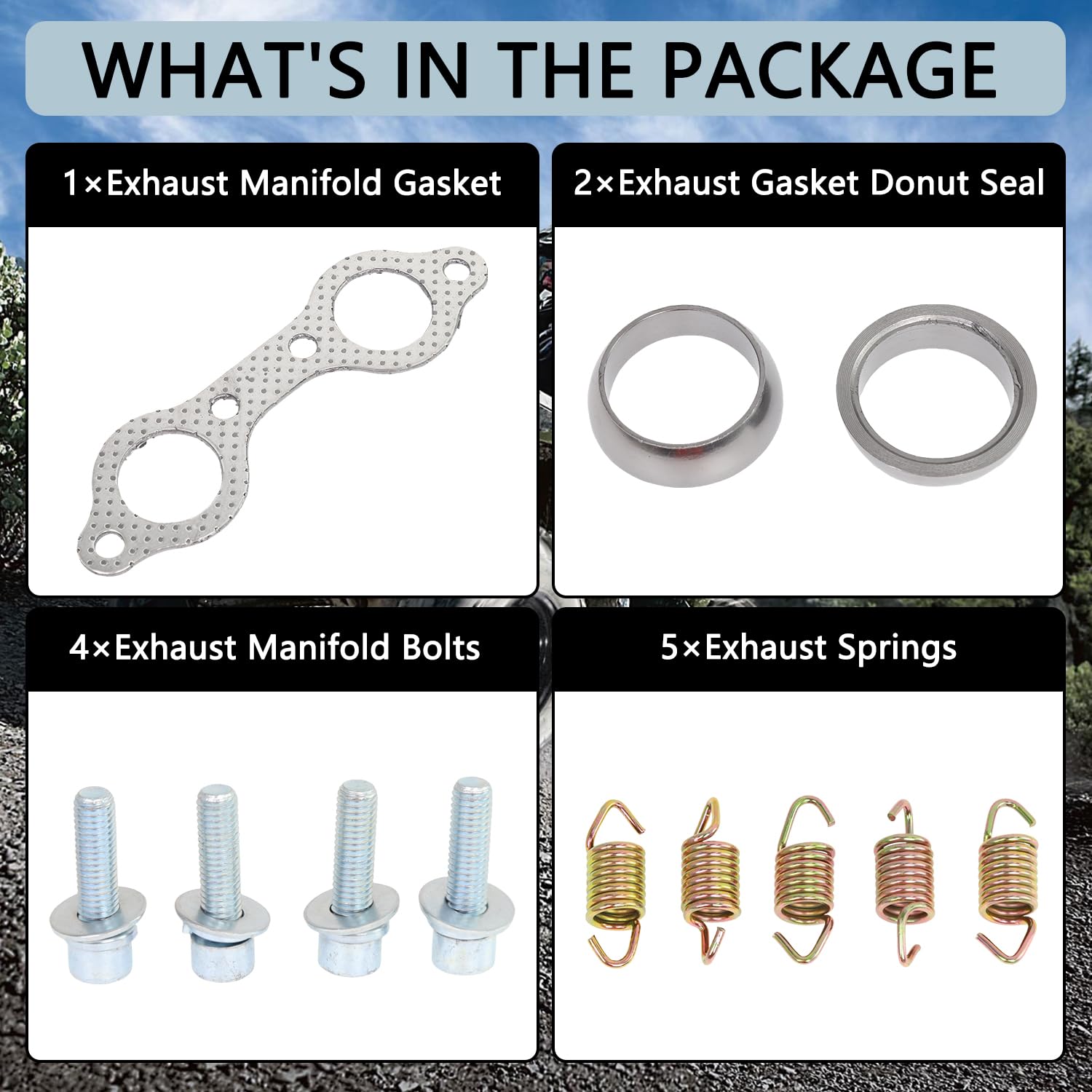Exhaust Manifold Gasket Exhaust Muffler Gasket Seal Spring Rebuild Kit For Polaris Sportsman 600 700 800 Exhaust Gasket Donut Seal For Sportsman 600 700 800 Ho - Foto 2