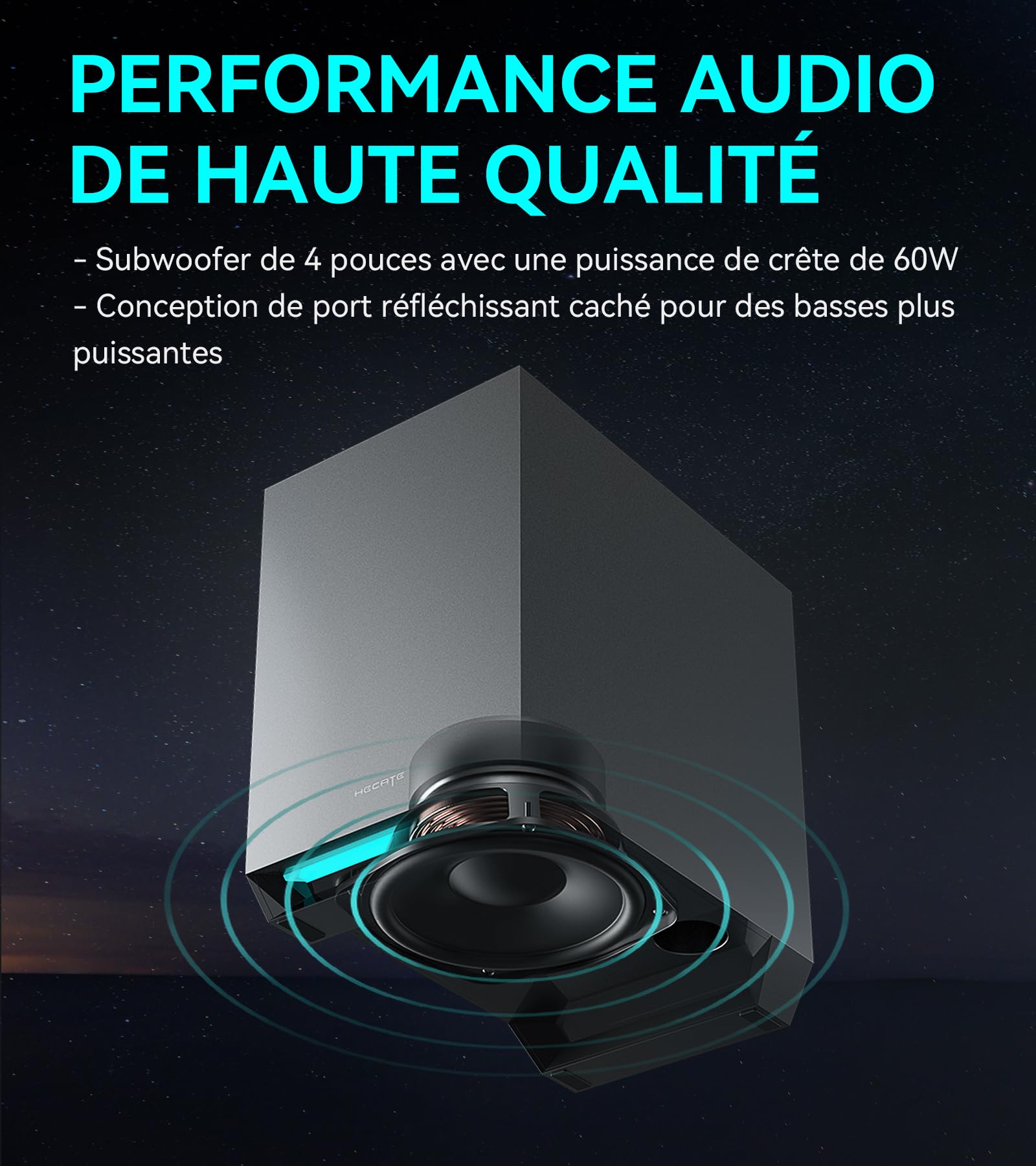 Edifier Hecate G1500 Max 2.1 Système de Hauts-Parleurs pour Ordinateur, Enceintes Gaming 60W avec Sortie Ligne Subwoofer, Lumière RGB, Bluetooth 5.3, USB