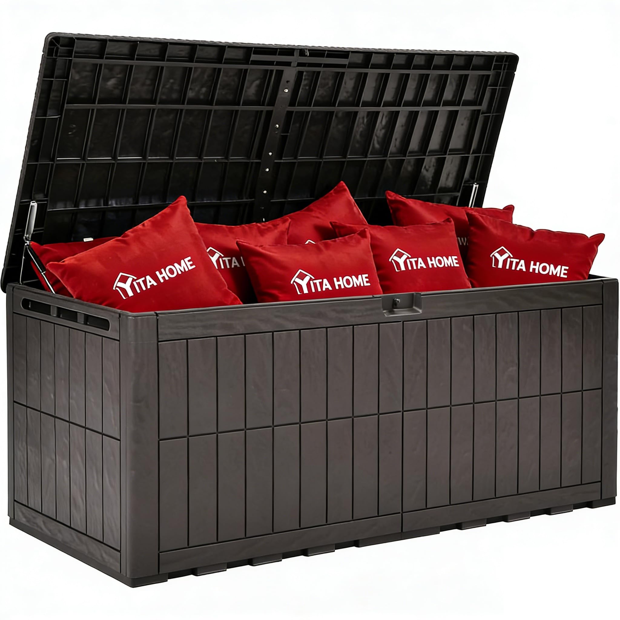 Photo 1 of ** sold as is no refund/return**
YITAHOME XXL 240 Gallon Extra Large Deck Box, Waterproof Resin Outdoor Storage Box with Lock and 3-Person Bench Seating for Patio Furniture Cushions,Garden Tools & Pool Accessories, Dark Brown