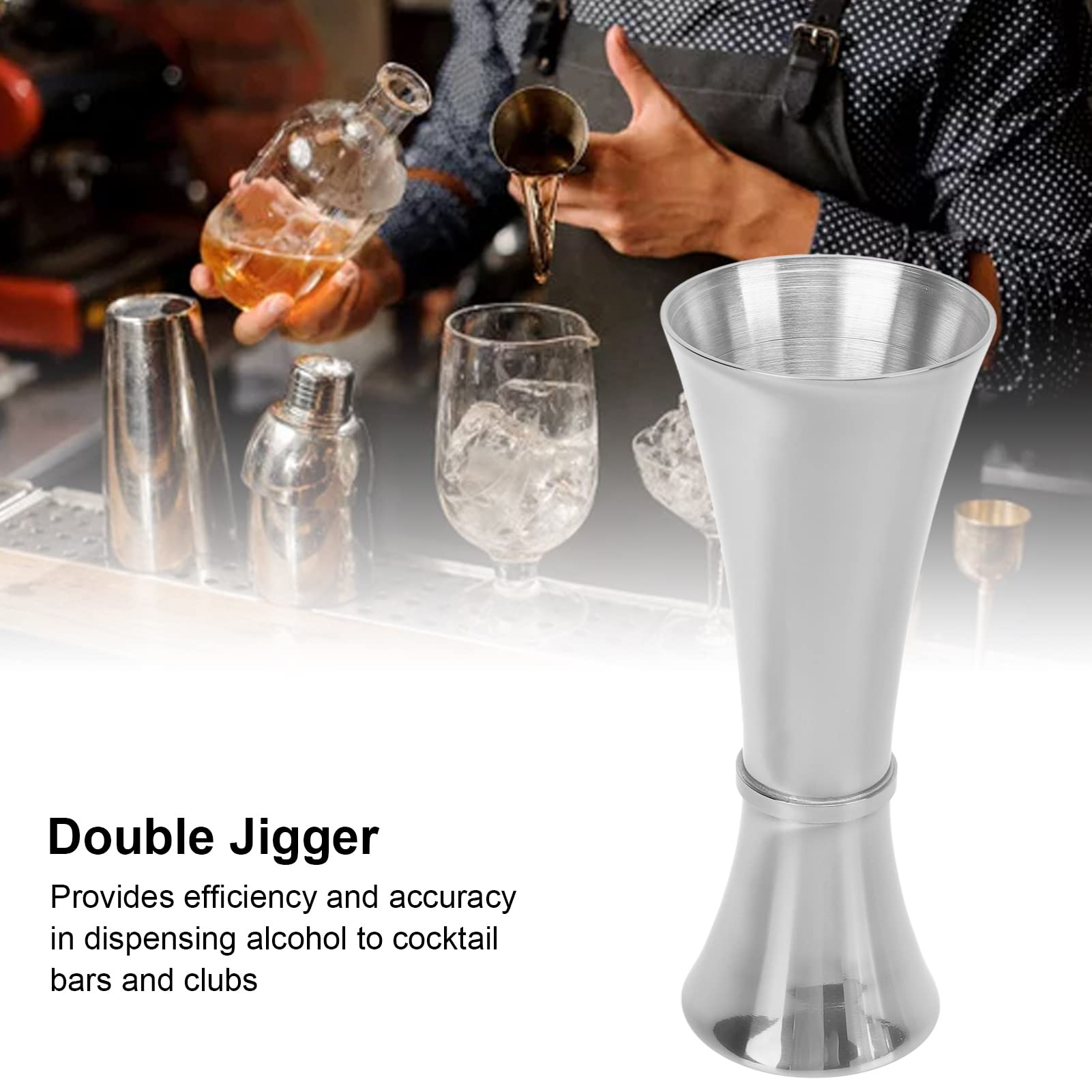Stainless Steel Cocktail Double Jigger, Jigger for Bartending, Japanese Professional Cocktail Jigger Alcohol Measuring Tool (Mirror Light)