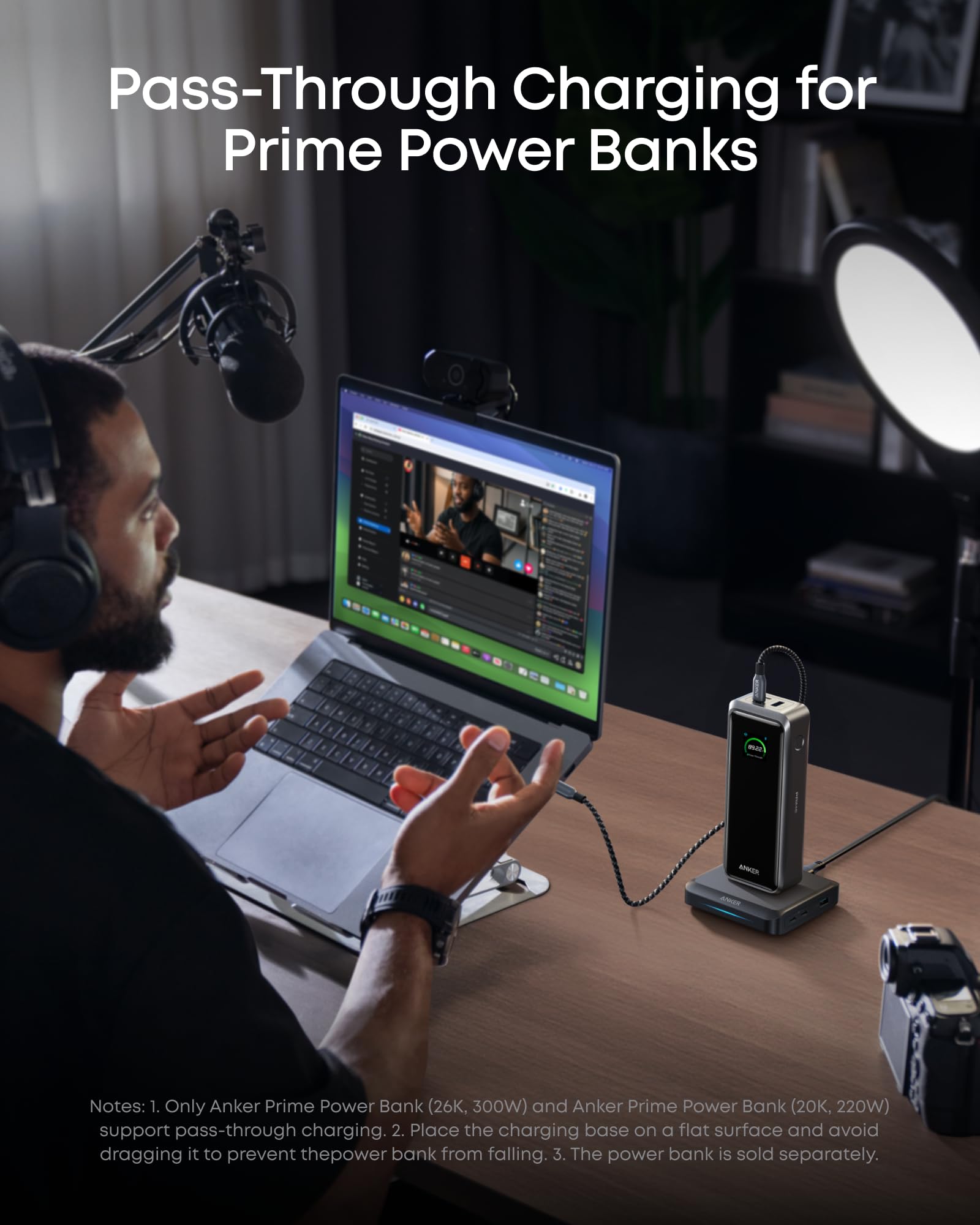 Anker Charging Base, 150W Max Charging for 4 Devices, Works with Prime Power Banks with Pogo Pin, for MacBook Pro/Air, Dell, iPhone 17/16 Series, Samsung, and More (Power Bank Not Included)