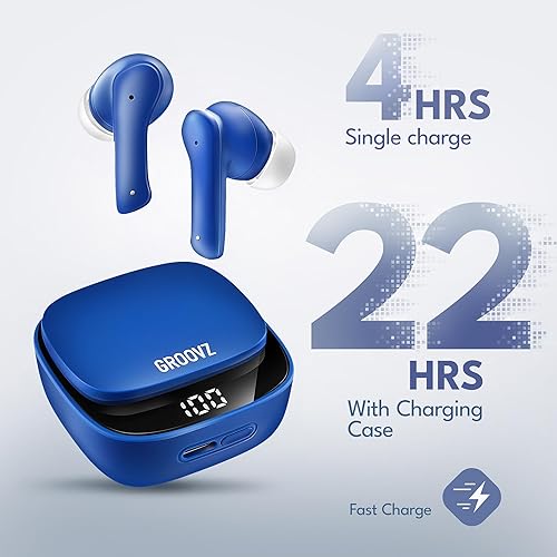 Miniatura 2 de Groovz Auriculares inalámbricos con estuche de carga, diseñados y diseñados en los Estados Unidos, auriculares Bluetooth resistentes al agua IPx4