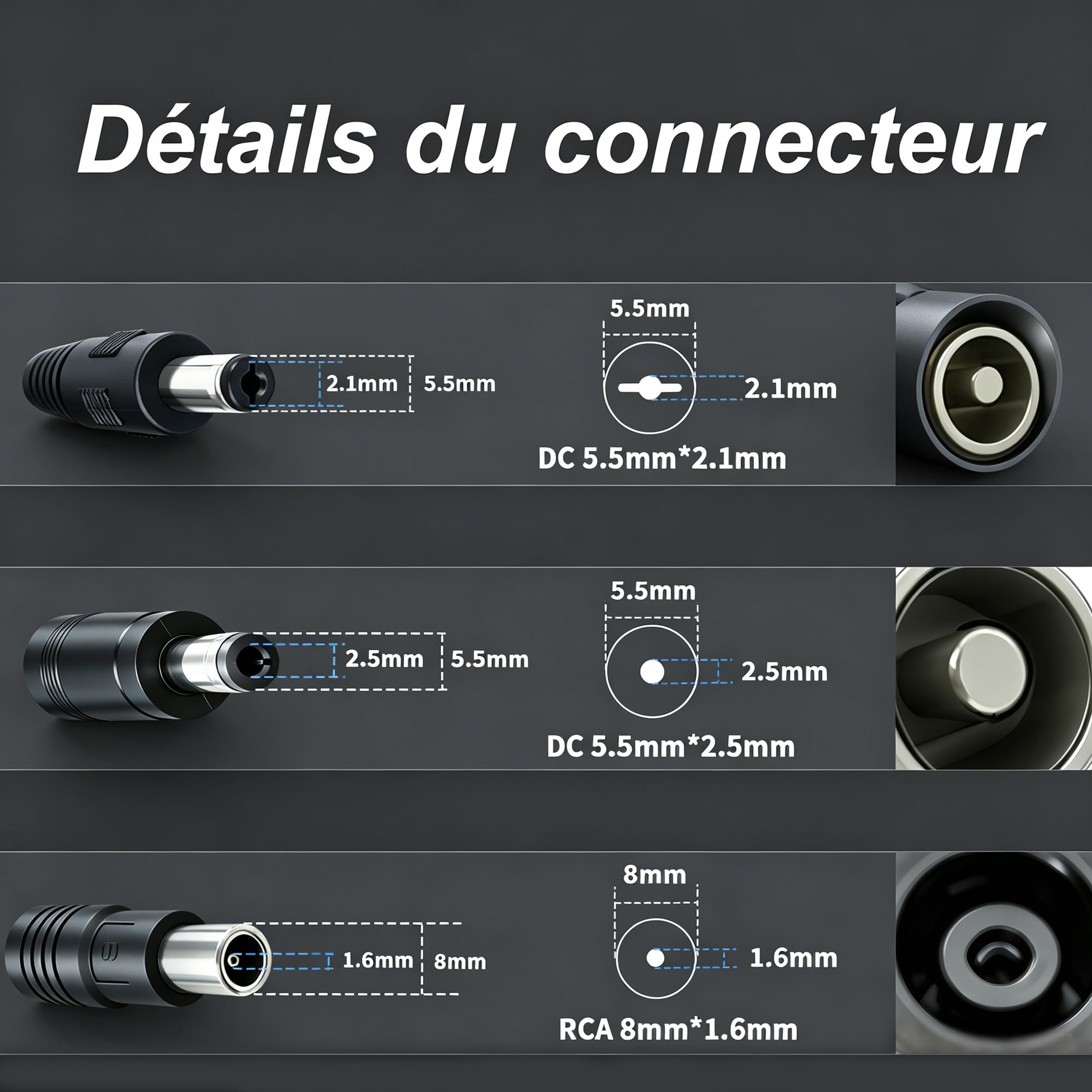Chargeur 42V 2A pour Batterie Lithium 36V de vélo électrique | Affichage tension temps réel, ventilateur, protections multiples, connecteurs DC 5,5*2,5/2,1mm et RCA 8mm
