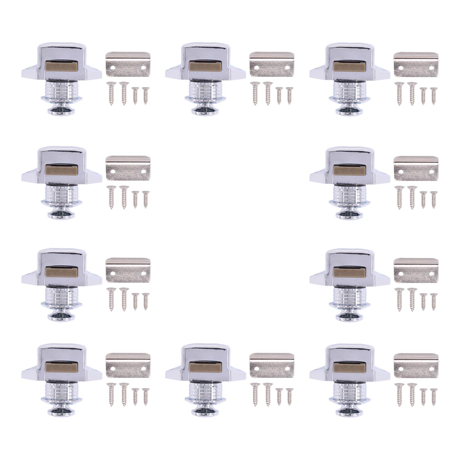 HouYeenCabinet Push Button Catch Lock Door Latch Knob for Boat RV Motorhome Caravan Camper Van Yacht Horsebox Furniture Drawer Cupboard Set of 10