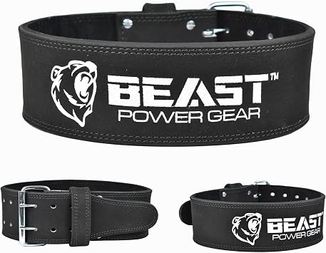 Beast Power Gear Weight Lifting Belt for Women & Men - Leather Power Belt with Back and Core Support for Weightlifting, Powerlifting, Strength Training, Squat and Deadlift Free Strap