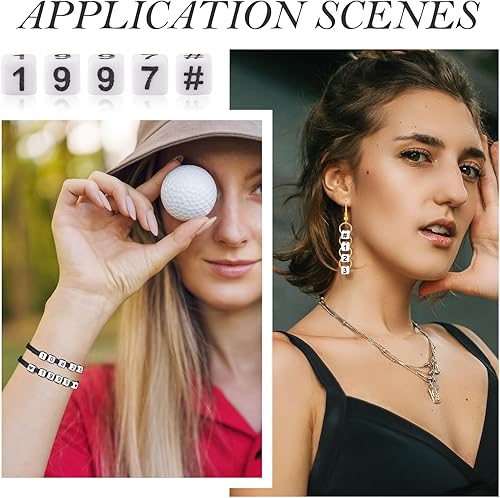 Miniatura 4 de FASHEWELRY 300 cuentas cúbicas de acrílico con números cuadrados mezclados del 0 al 9, cuentas de acrílico blanco de 0.236 x 0.236 pulgadas para