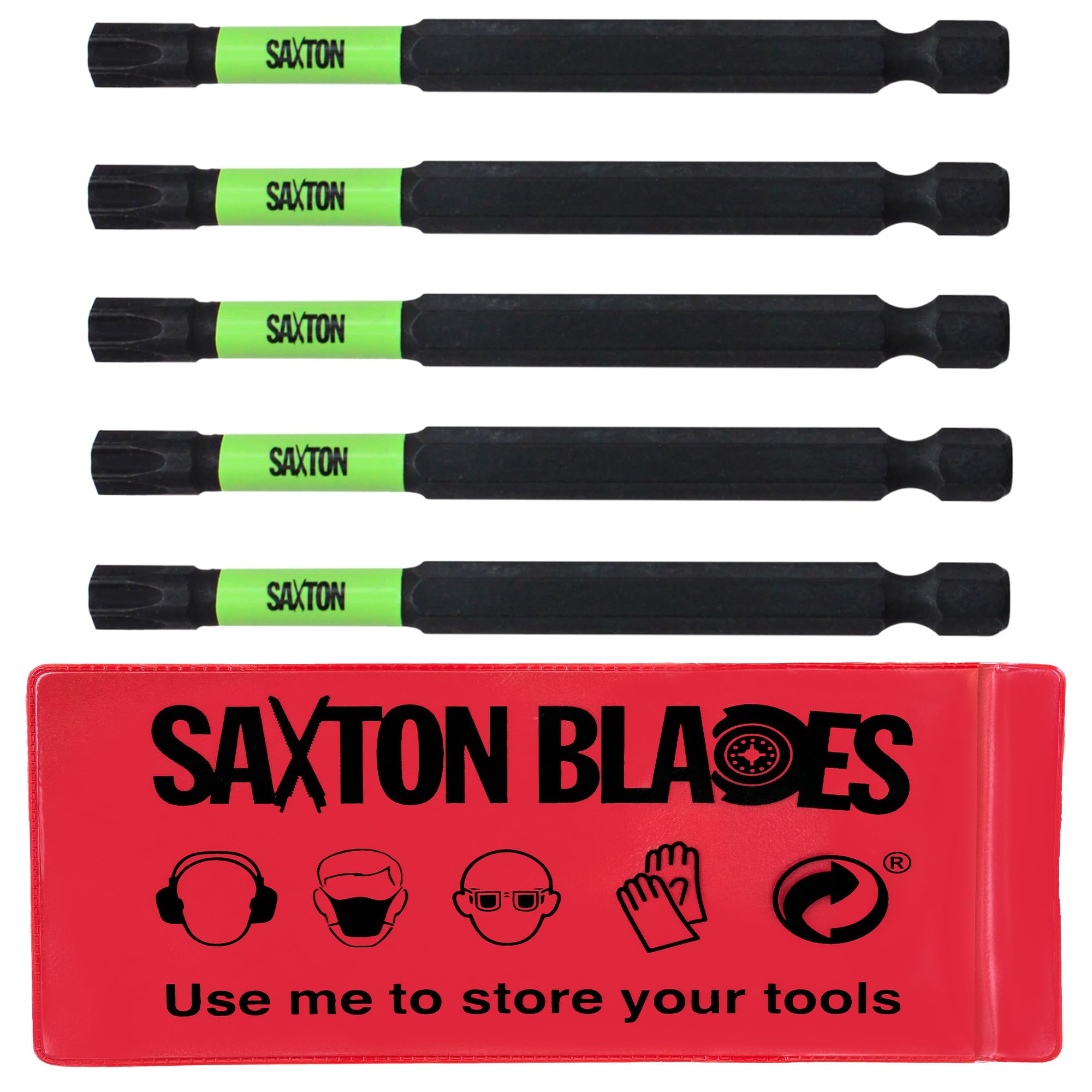 Saxton Blades 5 X Saxton 89Mm Tx40 Magnetic Impact Screwdriver Driver Bits Set Torx Heavy Duty Compatible With Dewalt Milwaukee Bosch Makita Etc