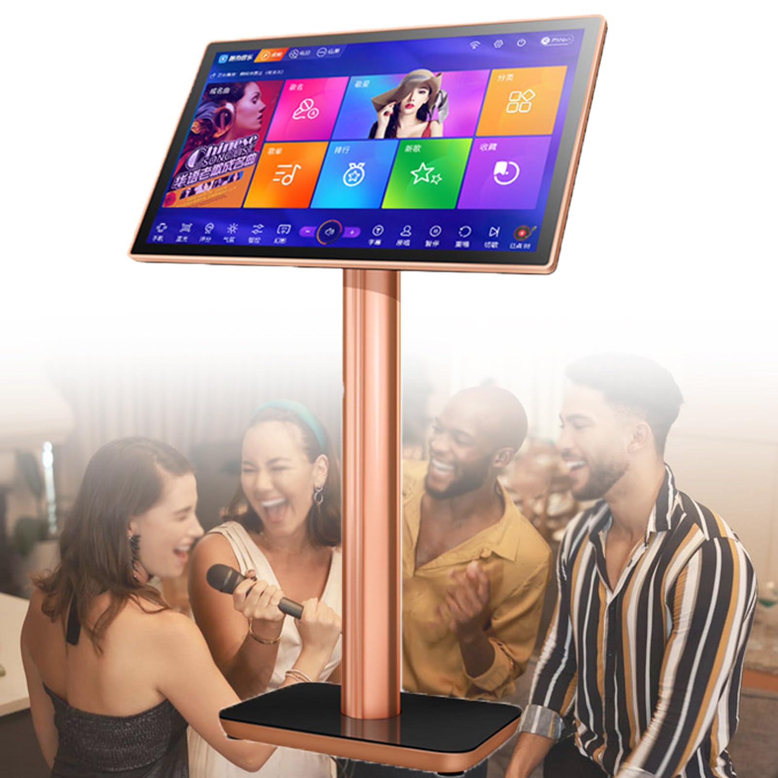 Nouvelle machine de karaoké, lecteur de karaoké, écran tactile capacitif de 19,5 pouces avec affichage des paroles, application YouTube, lecture en ligne pour les fêtes de famille dans un bar, noir