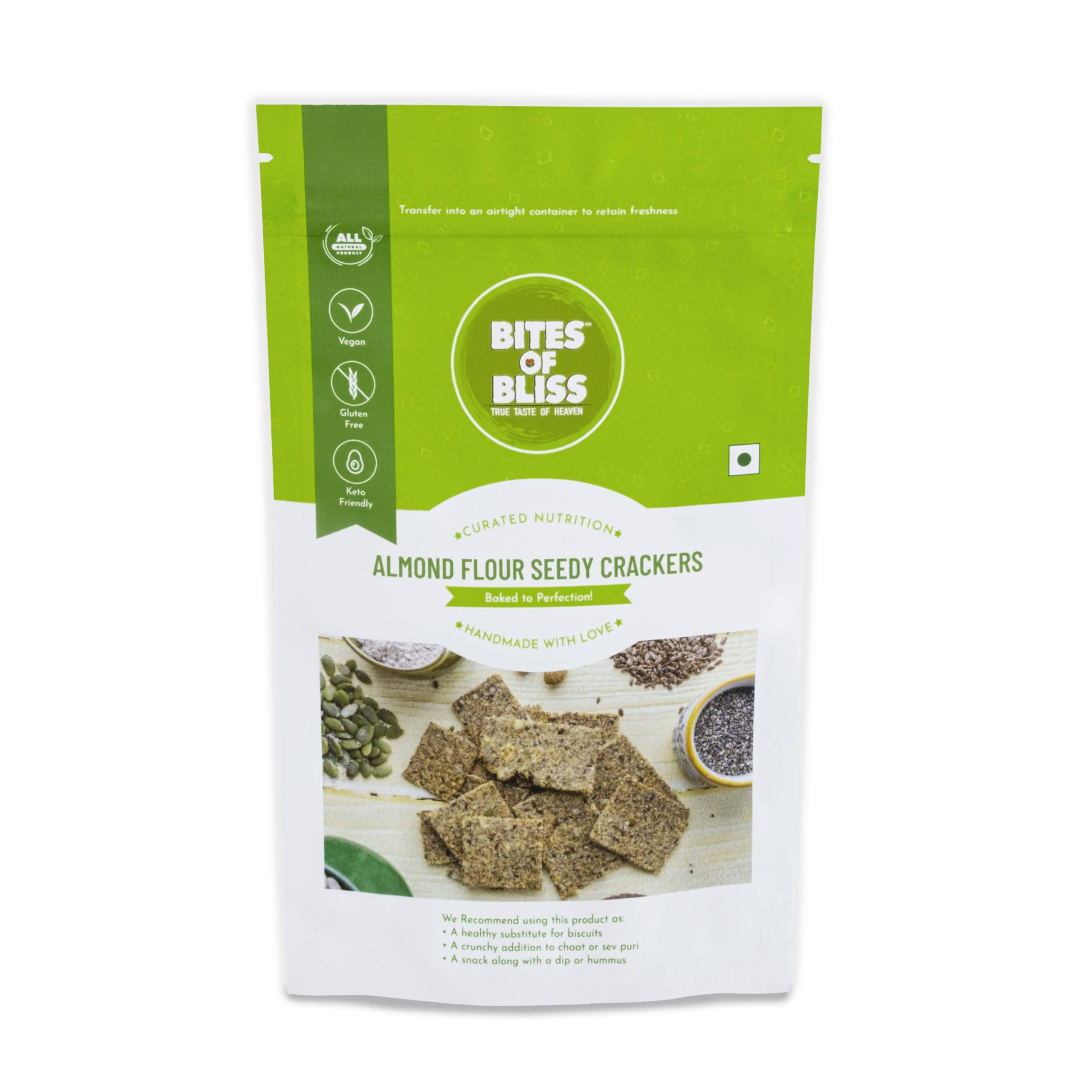 Keto Seedy Almond Crackers | Healthy Snacks for Adults & Kids | Gluten-Free Chips Pack | Low Carb, High Fiber Snacks Combo | 115 gms | Single Pack-image-26