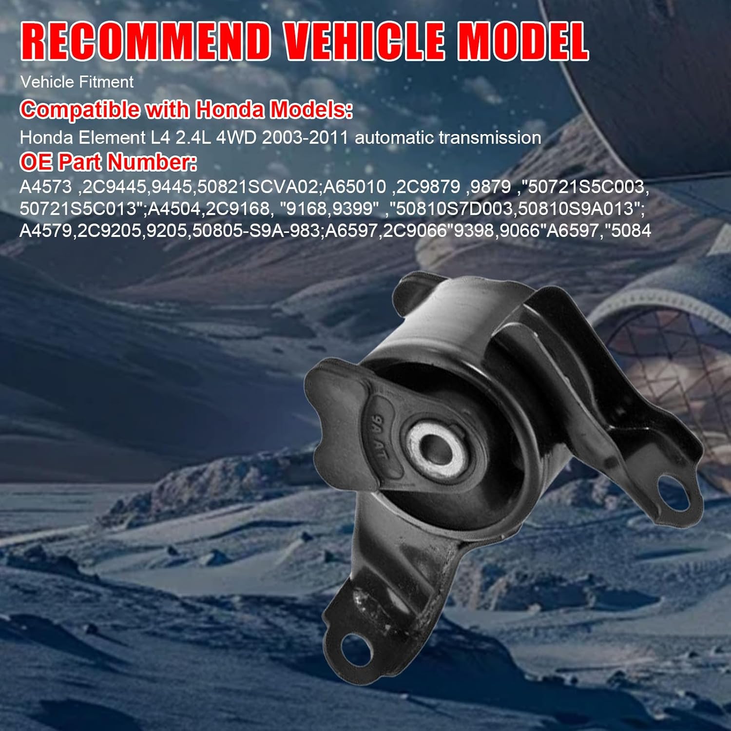 5Pcs Engine Motor & Transmission Mount Kit Replacement for Honda Element 2.4L 4WD 2003 2004 2005 2006 2007 2008 2009 2010, Manual Trans Replace OE A4579, A4573, A65010, A4504, A6597
